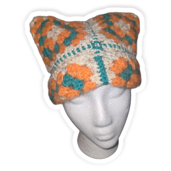 GRANNY SQUARE CAT EAR BEANIE