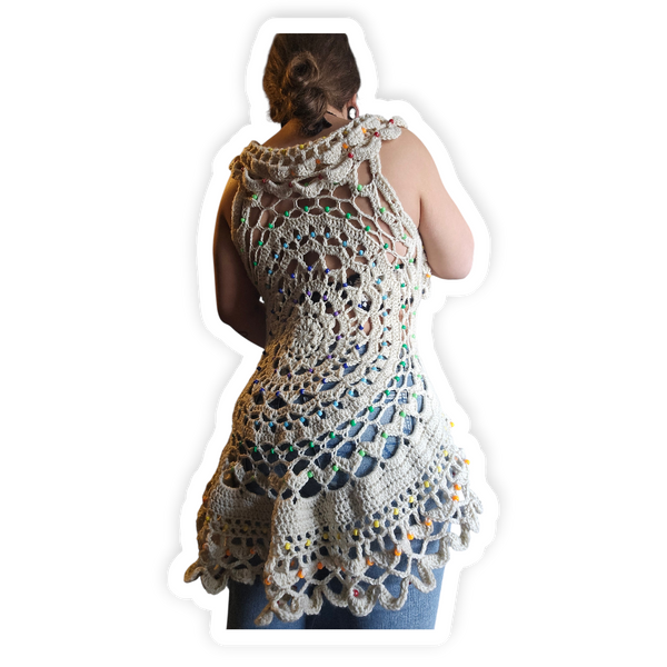 BEADED MANDALA VEST MEDIUM