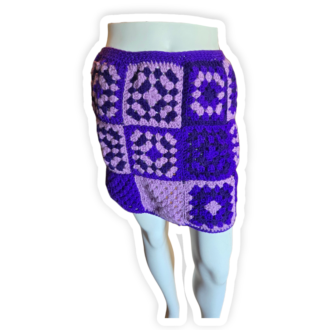 Purple Granny Square Skirt (L)