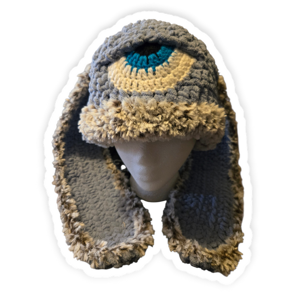 Blue Bunny Ear Stash Eye Beanie
