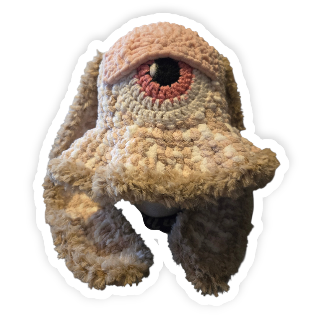 Pink & White Bunny Ear Stash Eye Bucket Hat